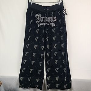 NEW Zumiez Famous Thuggish Black Velour Sweatpants Pants Sz XL